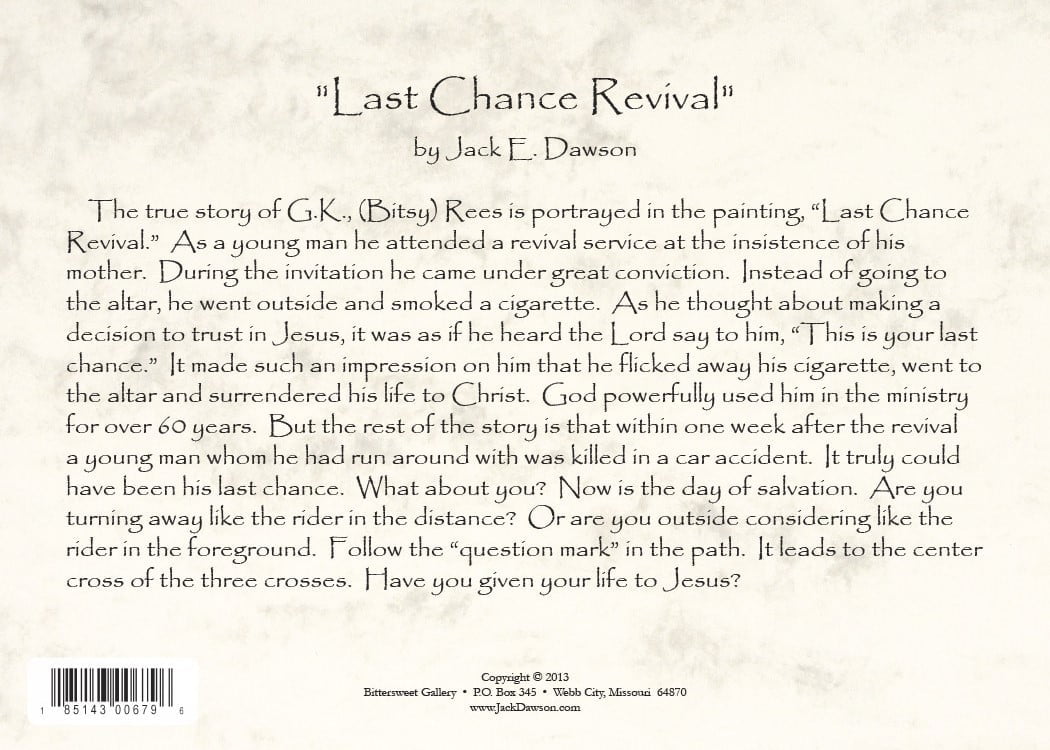 Last Chance 5x7 Card Back