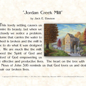 Jordan Creek Mill by Jack E. Dawson - 5x7 Card - Back