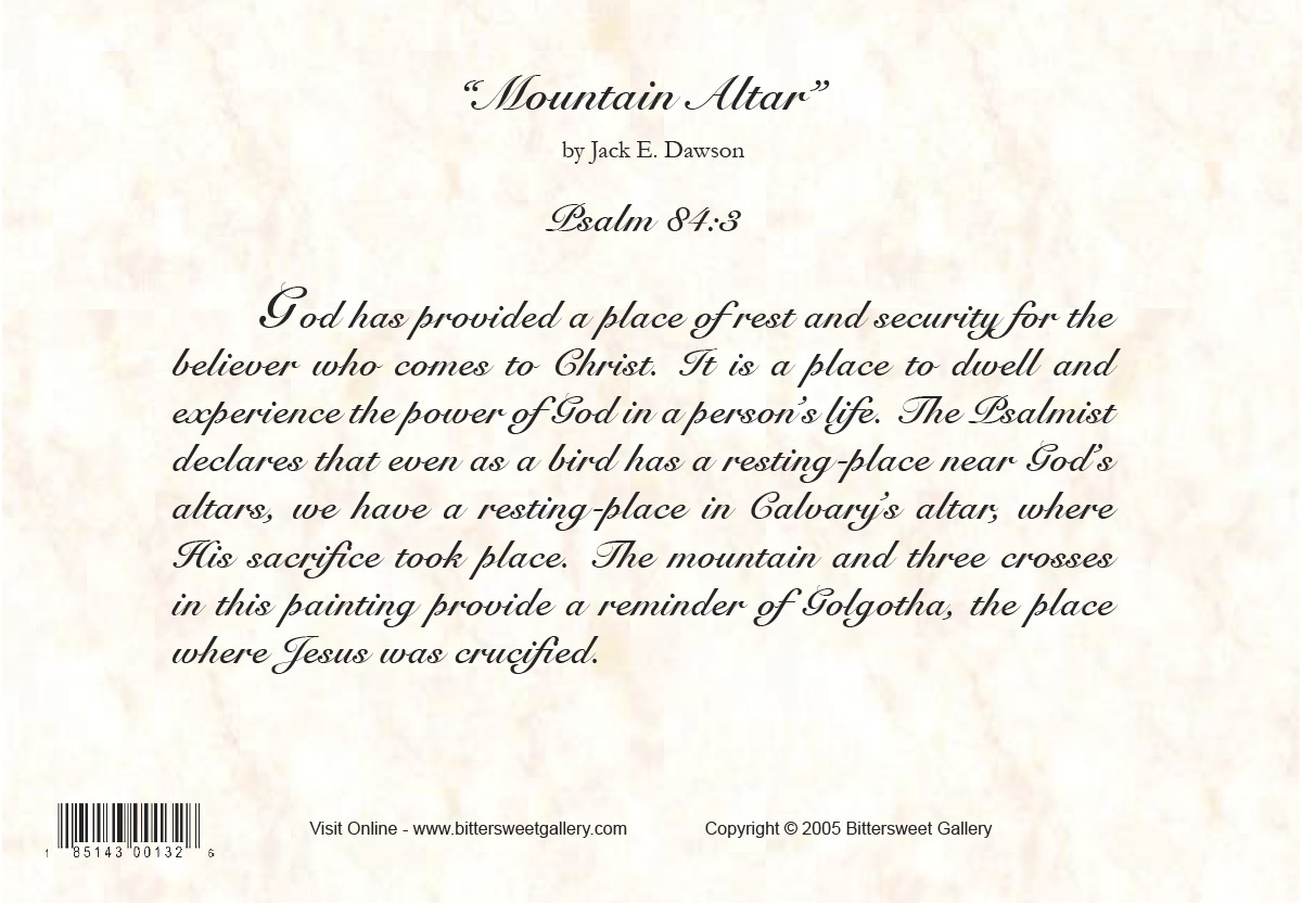 Mountain Altar by Jack E. Dawson - 5x7 Card - Back