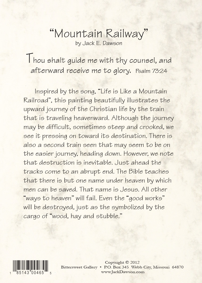Mountain Railway by Jack E. Dawson - 5x7 Card - Back