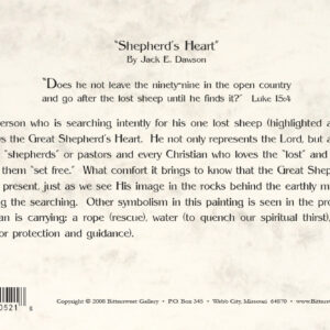 Shepherds Heart by Jack E. Dawson - 5x7 Card - Back